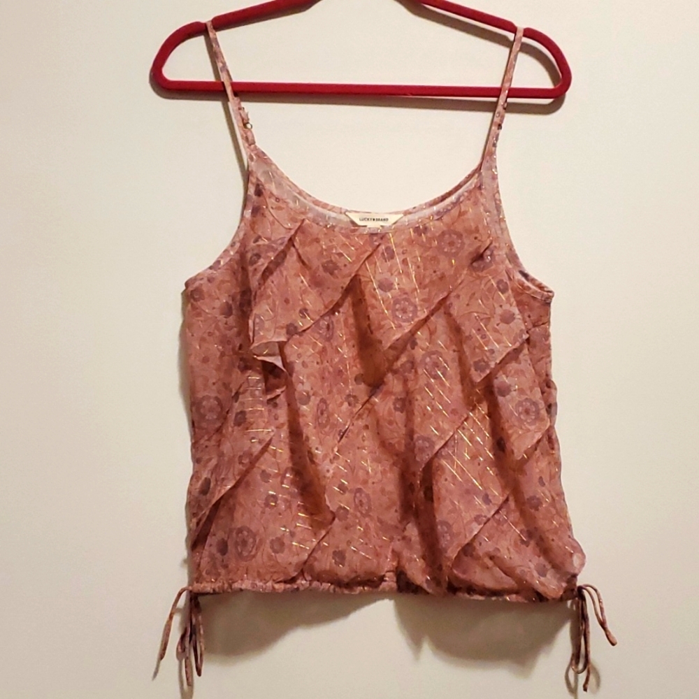 NWOT Lucky Asymmetrical Ruffle Camisole Top